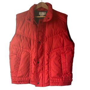Vintage Charleston Bay red down puffer vest pockets zip front outdoors hiking L